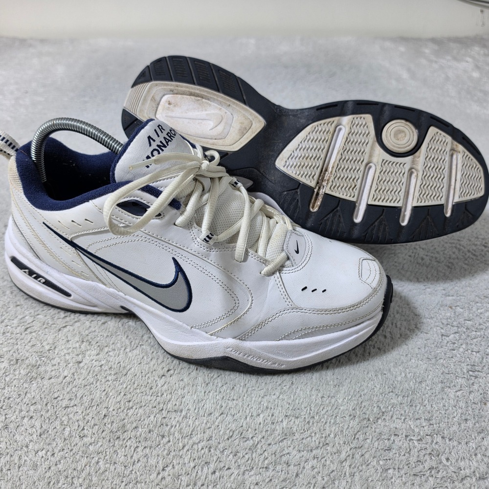 Nike Air Monarch IV‎ Sneakers Mens 12 White Navy Training Shoes 415445-102